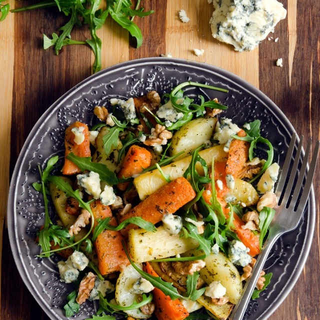 Apfel-Kürbissalat mit Blauschimmelkäse